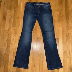 Express Boot Stella Low-Rise, size 8 Long Like New. Y2K, Rodeo. Dark Wash. 00’s.